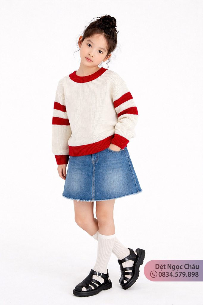 Áo dệt len trẻ em dài tay