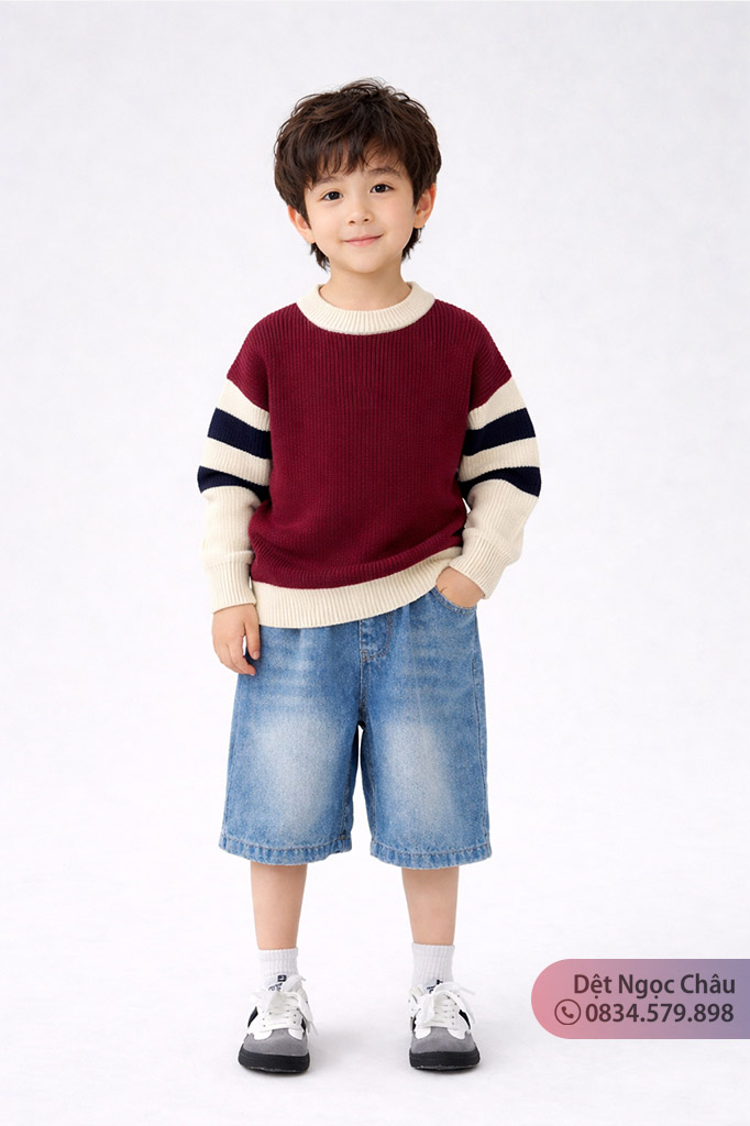 Áo dệt len trẻ em dài tay
