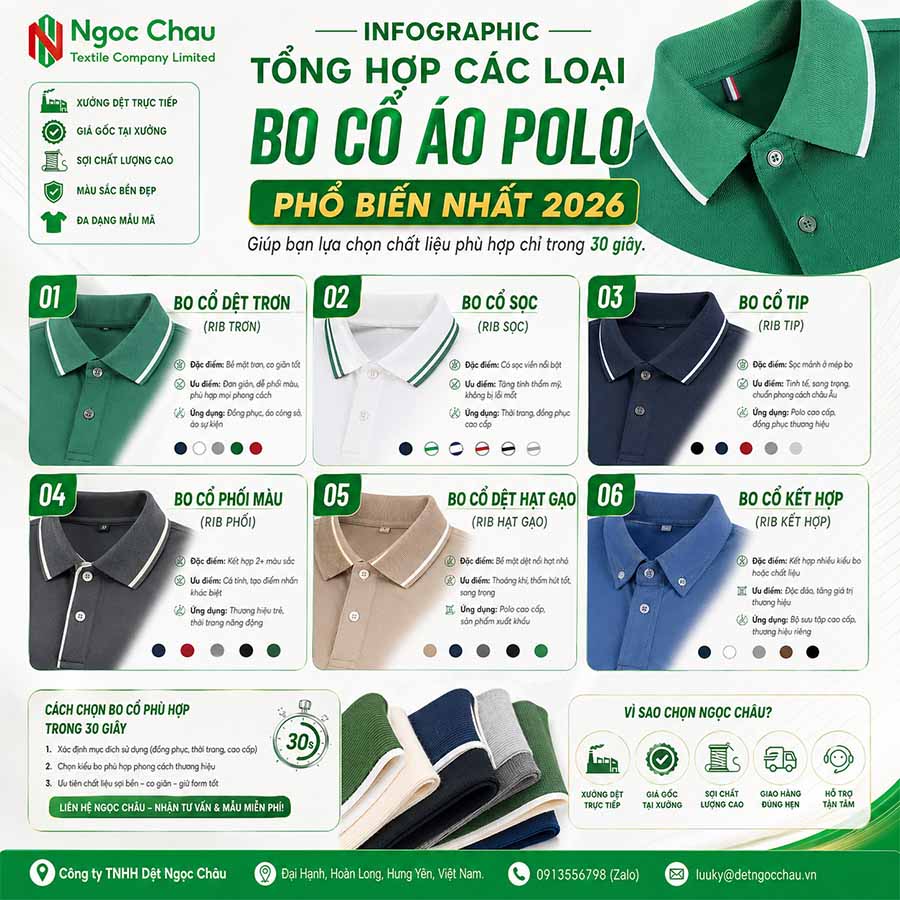 Các loại bo cổ áo đồng phục tốt nhất 2026