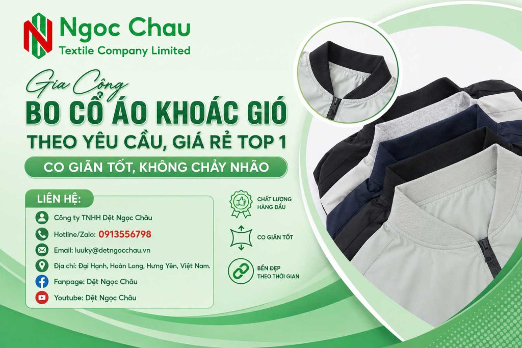 Gia Công Bo Cổ Áo Khoác Gió Theo Yêu Cầu, Giá Rẻ Top 1 - Co Giãn Tốt, Không Chảy Nhão