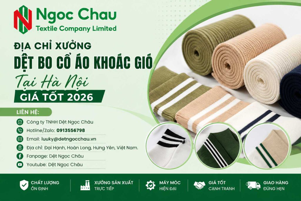 Xưởng dệt bo cổ áo khoác gió tại Hà Nội