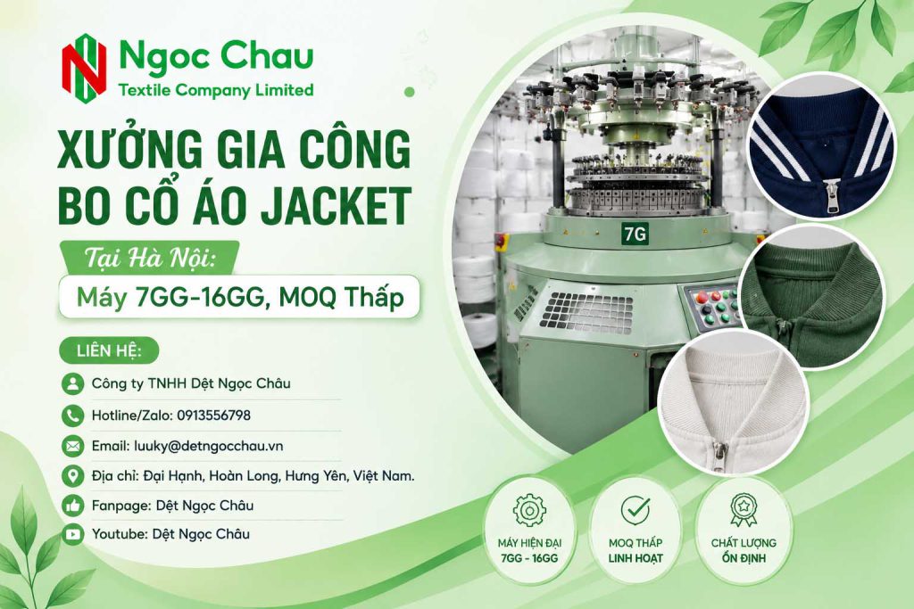 Xưởng Gia Công Bo Cổ Áo Jacket Tại Hà Nội: Máy 7GG-16GG, MOQ Thấp