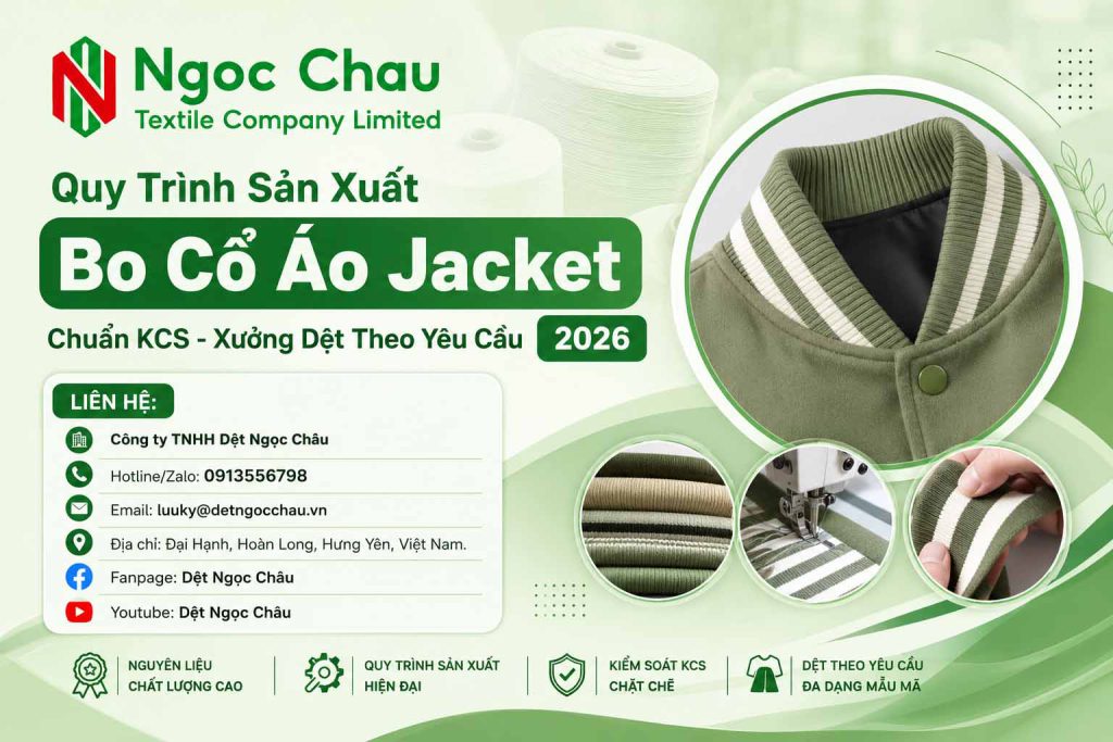 Quy Trình Sản Xuất Bo Cổ Áo Jacket Chuẩn KCS - Xưởng Dệt Theo Yêu Cầu 2026