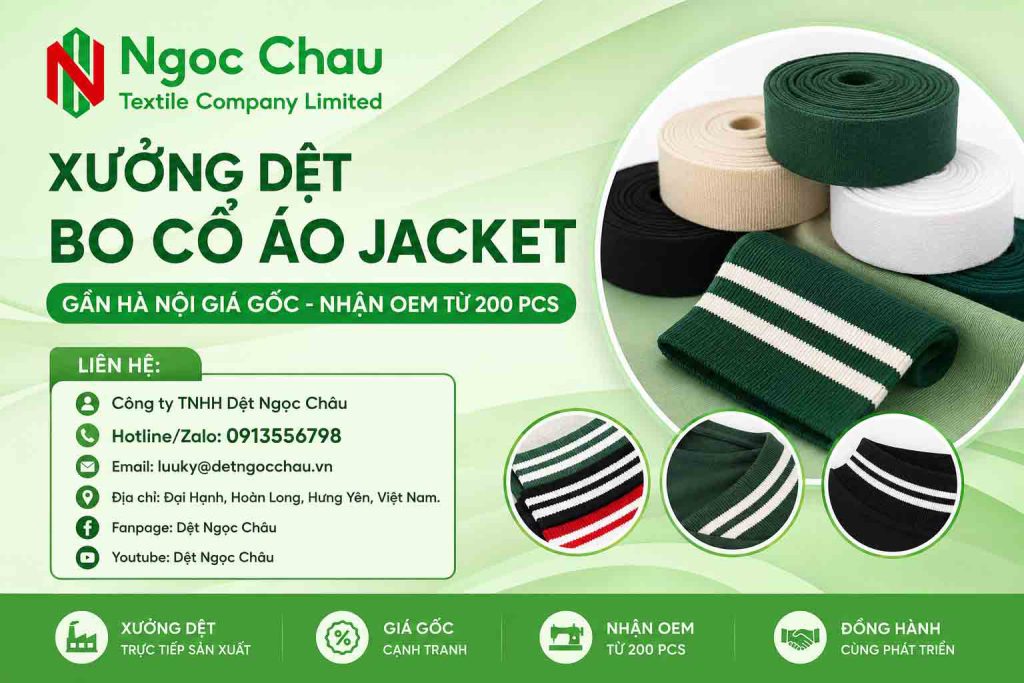 Xưởng Dệt Bo Cổ Áo Jacket Gần Hà Nội Giá Gốc - Nhận OEM Từ 200 PCS