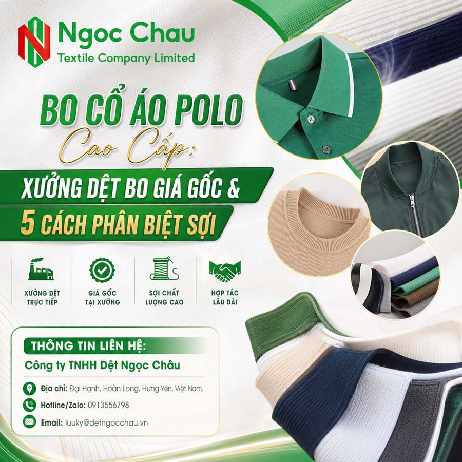 Dệt bo cổ áo polo cao cấp