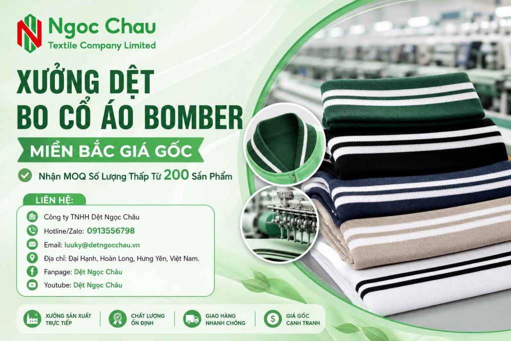 Xưởng Dệt Bo Cổ Áo Bomber Miền Bắc Giá Gốc - Nhận MOQ Số Lượng Thấp Từ 200 Sản Phẩm