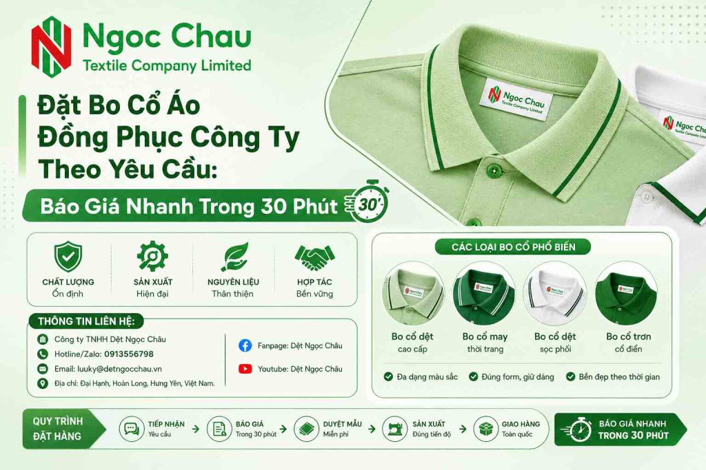 Đặt Bo Cổ Áo Đồng Phục Công Ty Theo Yêu Cầu: Báo Giá Nhanh Trong 30 Phút
