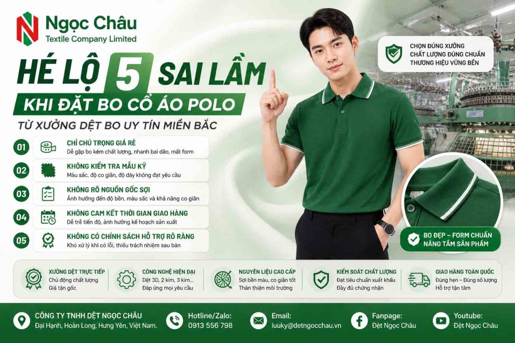 Xưởng Dệt Bo Cổ Áo Polo Số Lượng Lớn 2026 - Xưởng Dệt Giá Gốc Tại Hà Nội
